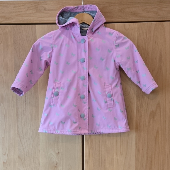 Hatley Other - Hatley Pink Butterfly Raincoat for Kids, GUC, Rainy Weather Warm Durable, 3T